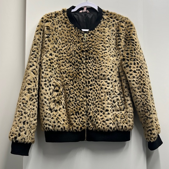 JUICY COUTURE faux fur leopard print bomber jacket - Picture 1 of 11